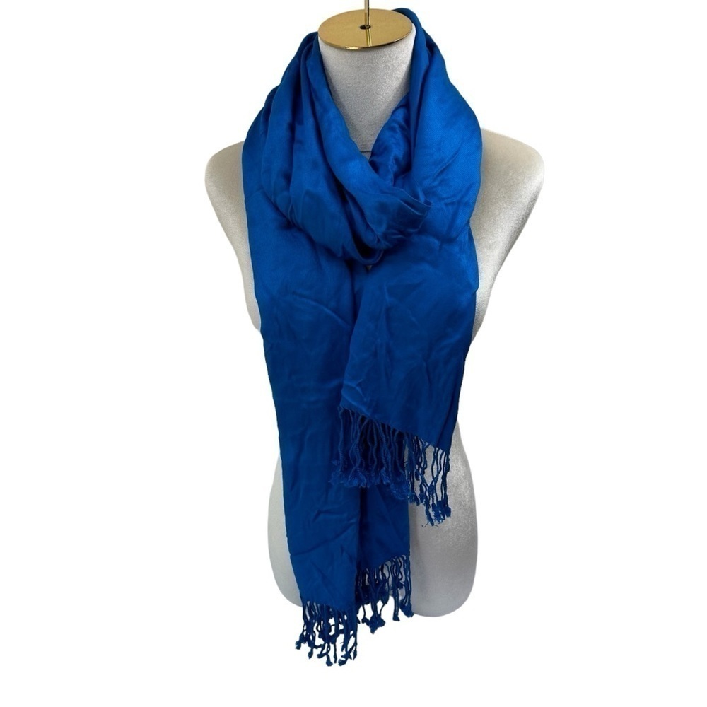 Jones New York Royal Blue Huge Oversized Scarf Wrap with Fringe